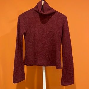 Free People lightweight bell-sleeved semi-sheer burgundy sweater medium